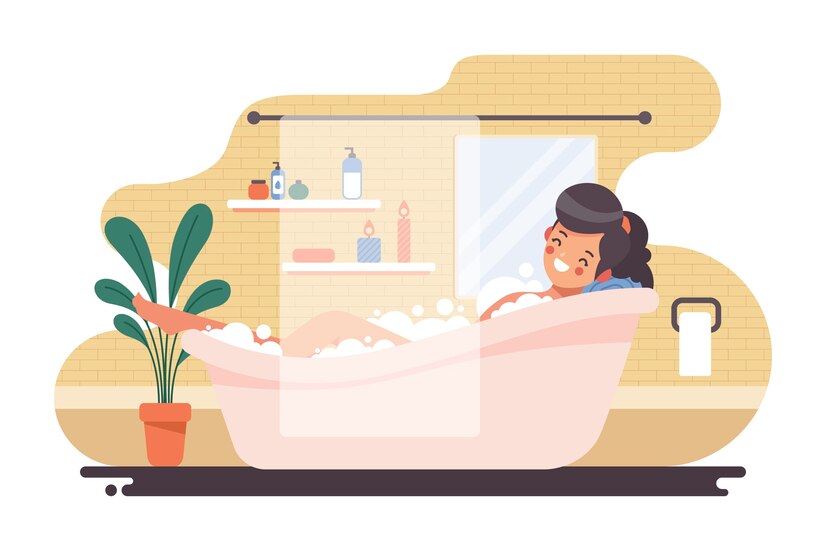 Woman relaxing and practicing self-care